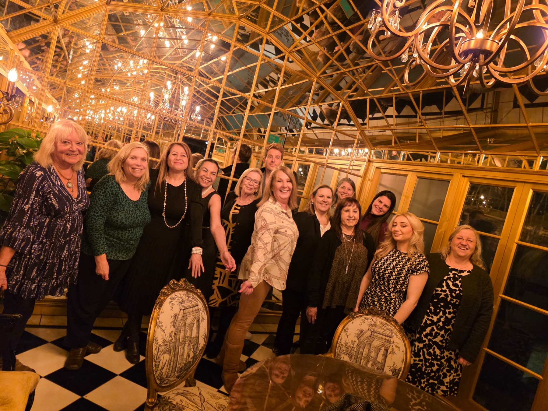 Overnight experience dinner in a mirrored dining room
